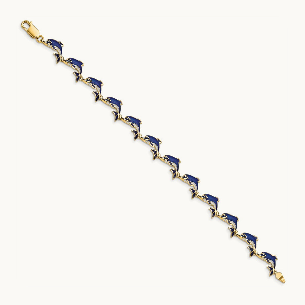 Enameled Dolphin Bracelet, 14K