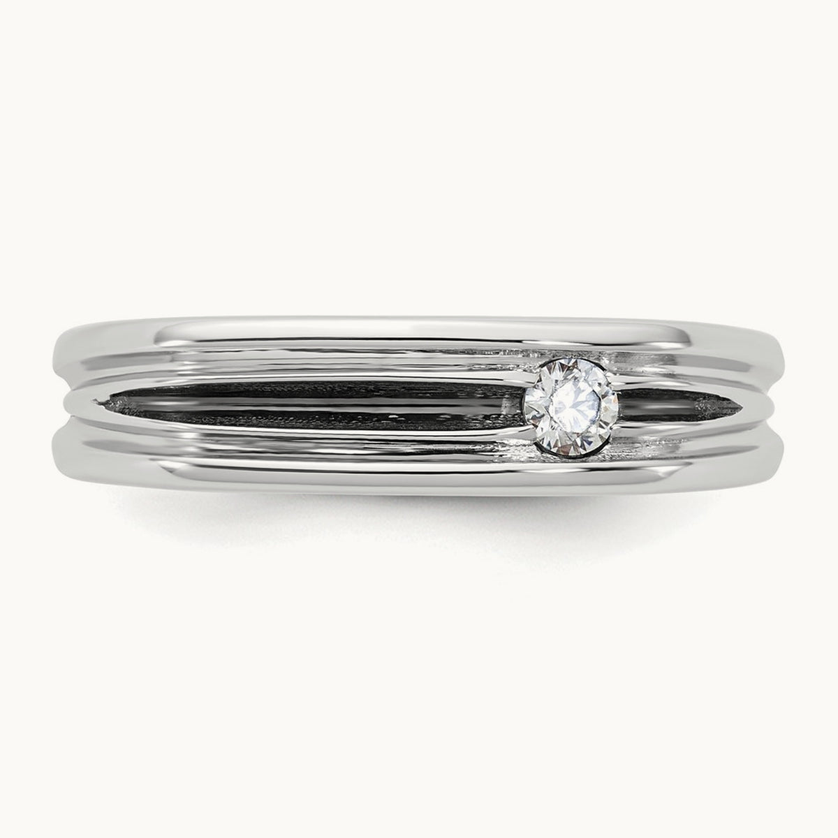 w/Black Rhodium IB Goodman Mens Complete 1/10ct Diamond Ring, 14K White Gold