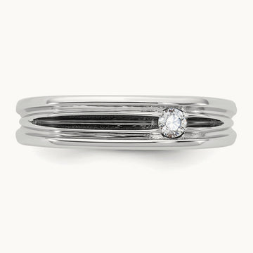 w/Black Rhodium IB Goodman Mens Complete 1/10ct Diamond Ring, 14K White Gold