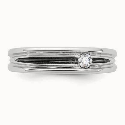 w/Black Rhodium IB Goodman Mens Complete 1/10ct Diamond Ring, 14K White Gold