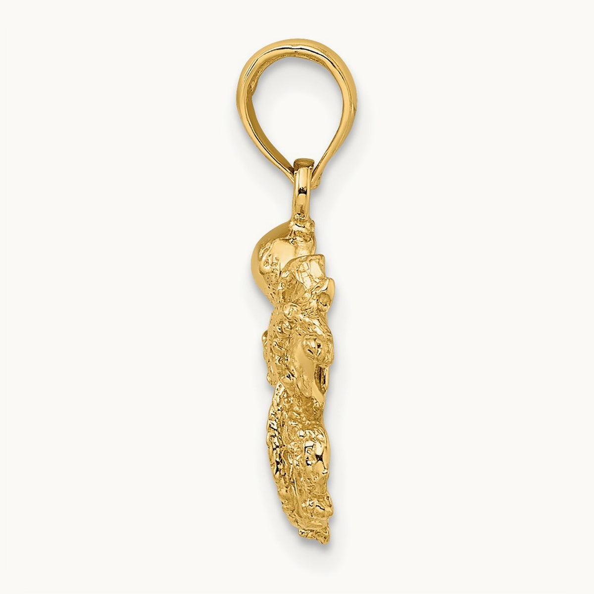 Textured Octopus Charm — 14K Yellow Gold, 22mm