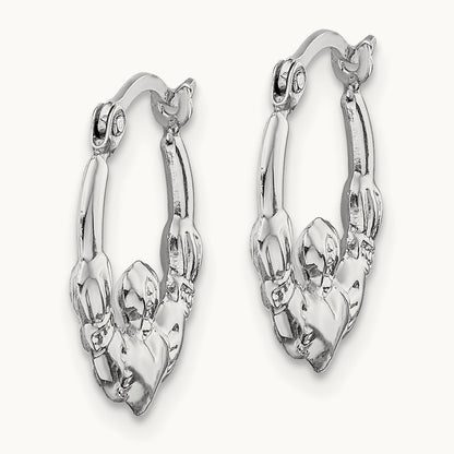 Claddagh Hoop Earrings — 14K White Gold