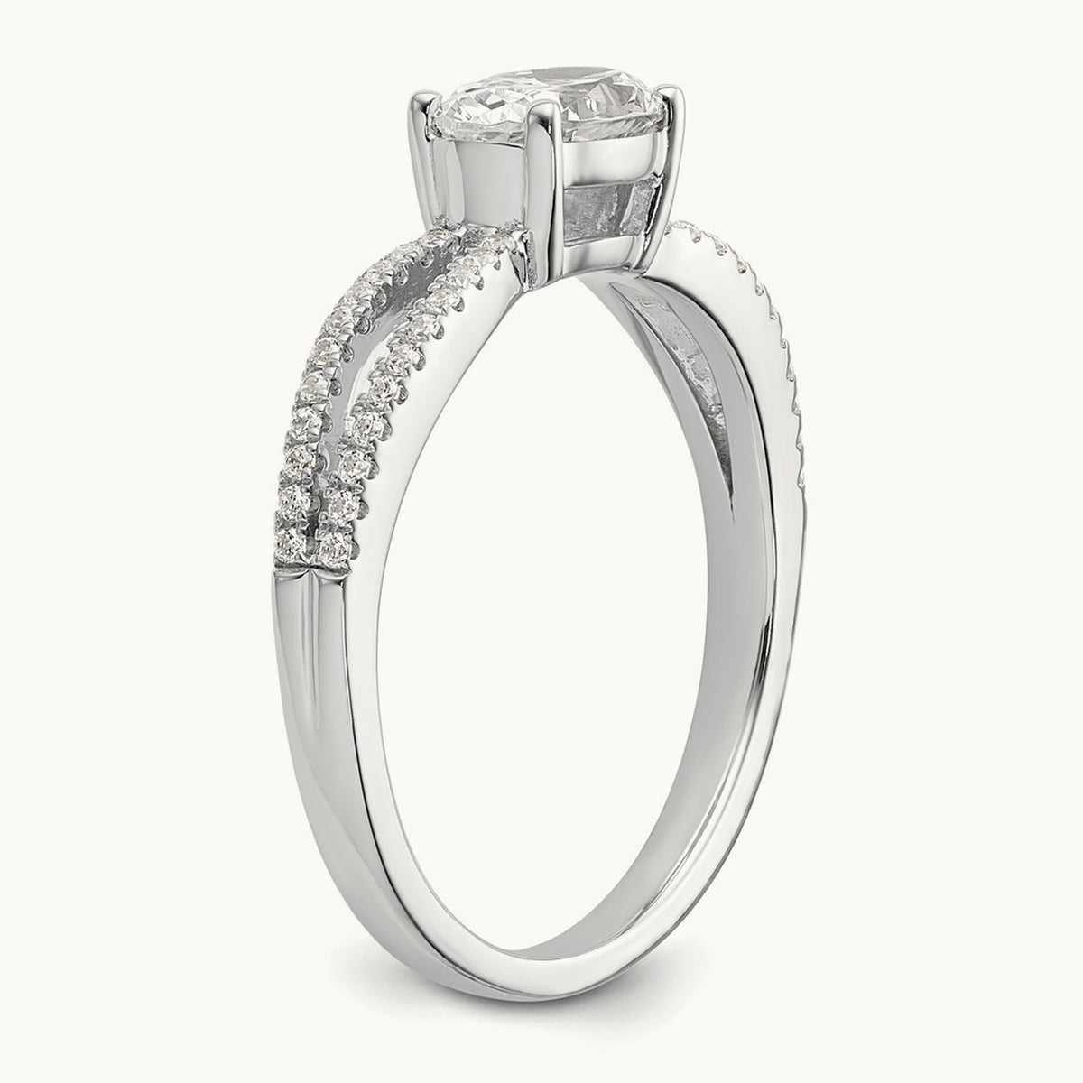 East West Oval Semi-Mount Engagement Ring — 3/4 ct, 7