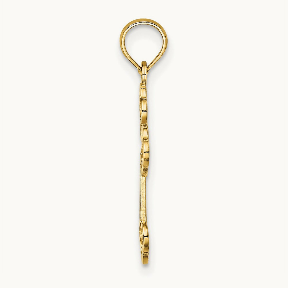 Lace Center Budded Cross Charm, 14K