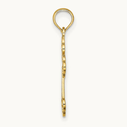 Lace Center Budded Cross Charm, 14K