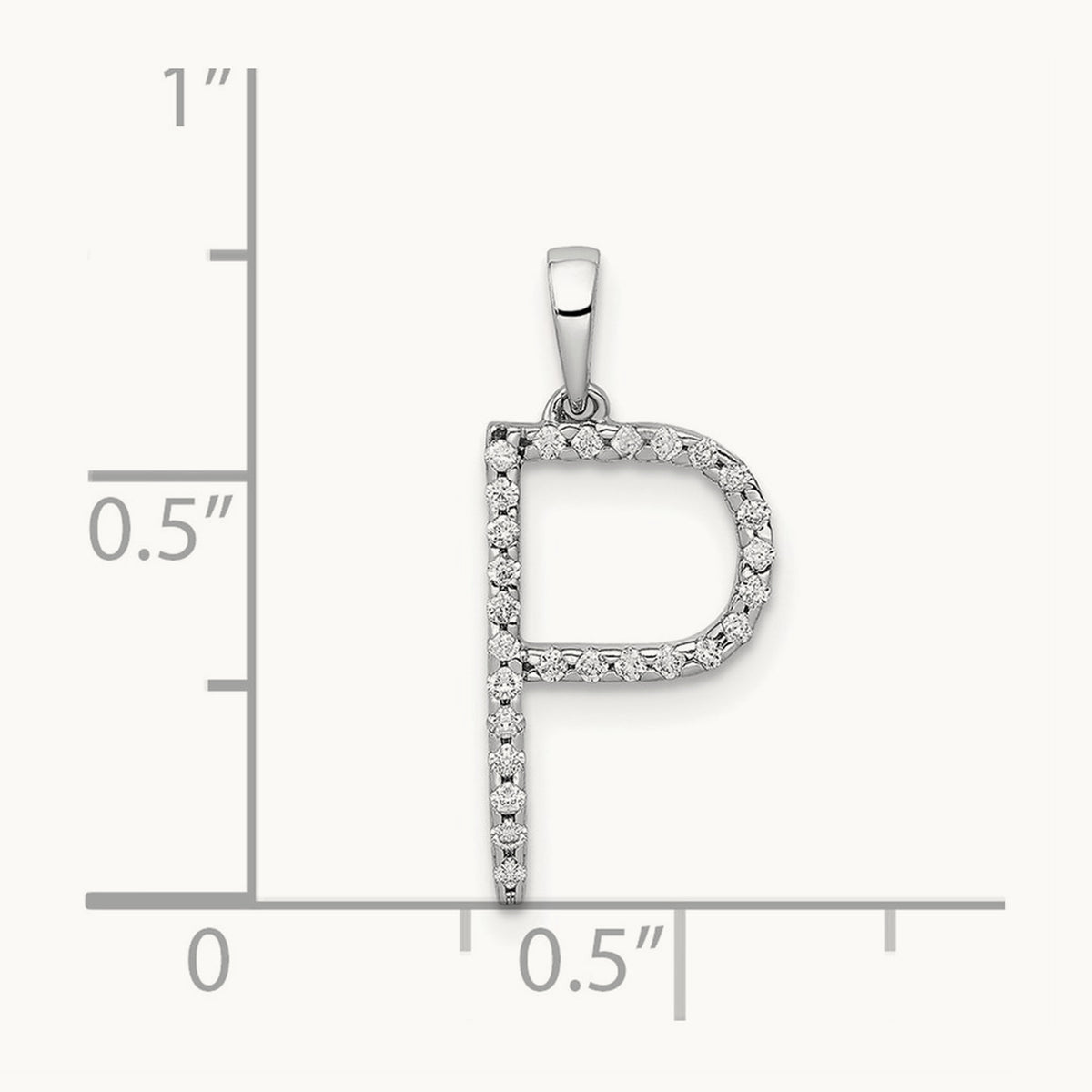 Diamond Letter P Initial Pendant, 14K White Gold