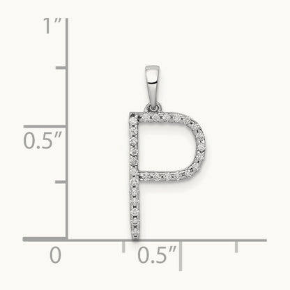 Diamond Letter P Initial Pendant, 14K White Gold