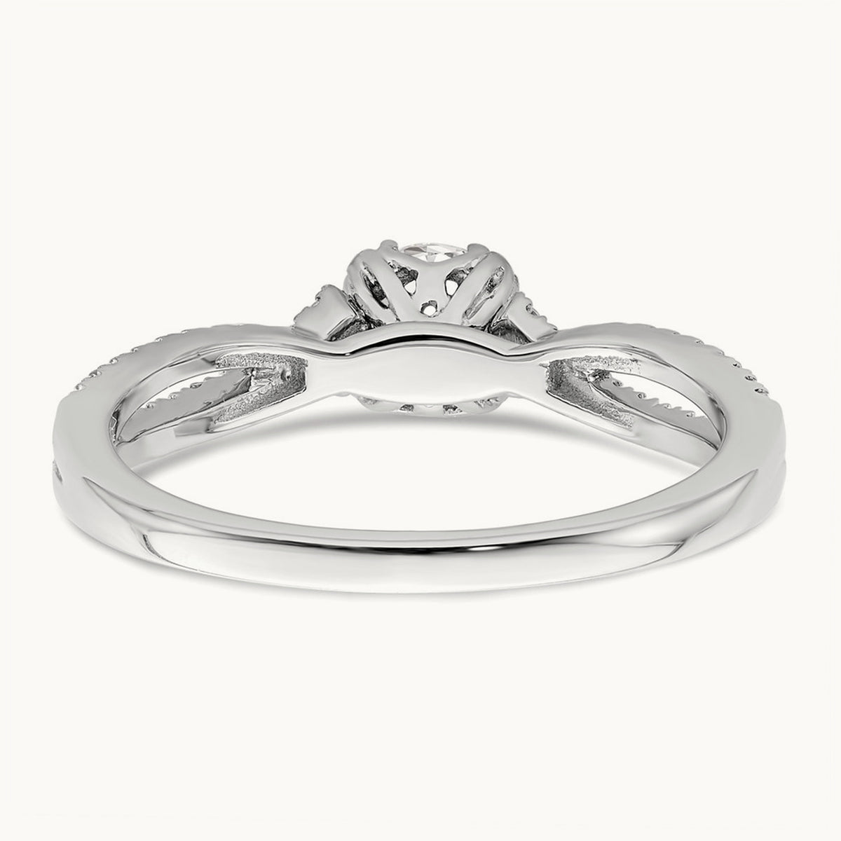 Criss-Cross 1/2ct Round Semi-Mount Eng Dia Ring, 14K White Gold
