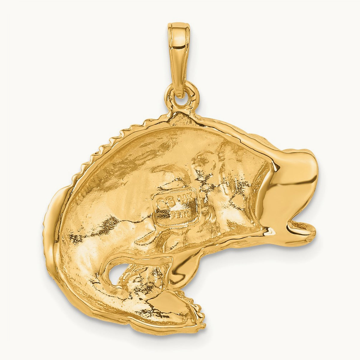 Bass Fish Jumping Pendant, 14K