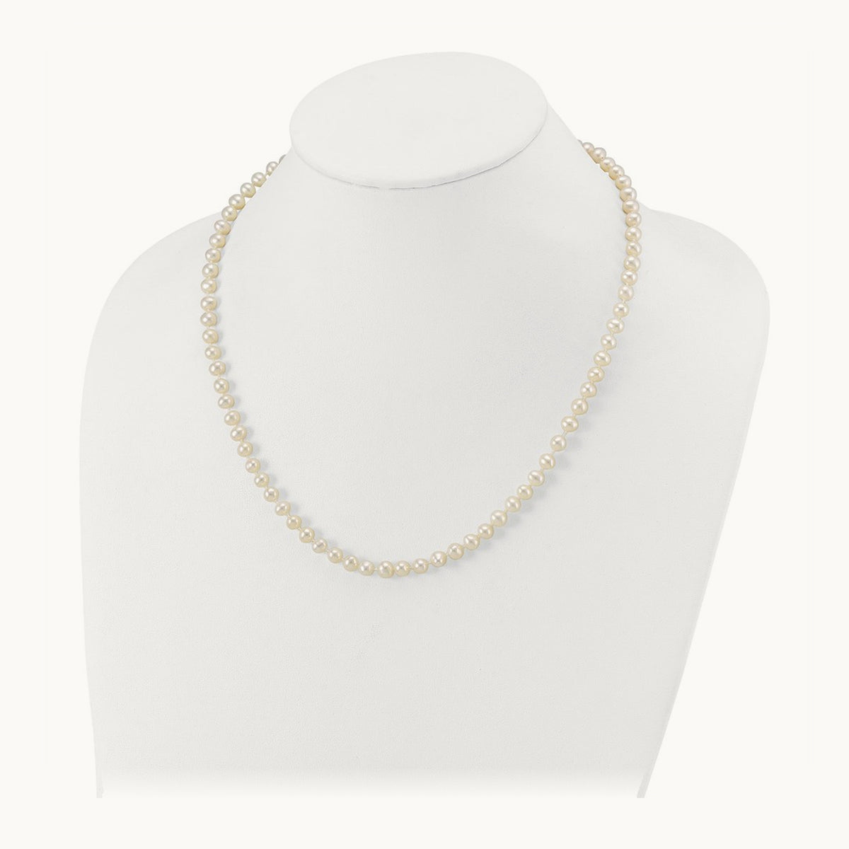 White Near Round Freshwater Cultured Pearl Necklace — 18mm