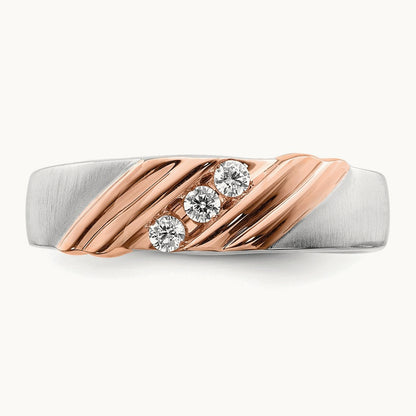 Men's Diamond Band, 14K White with Rose Gold