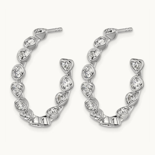 Post Round/Heart Hoop Earrings, 2.50-3.25 ct tw Lab-Grown Diamond