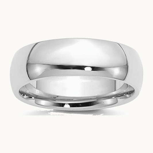 Sterling Silver Rhodium-plated 7mm Comfort Fit Band