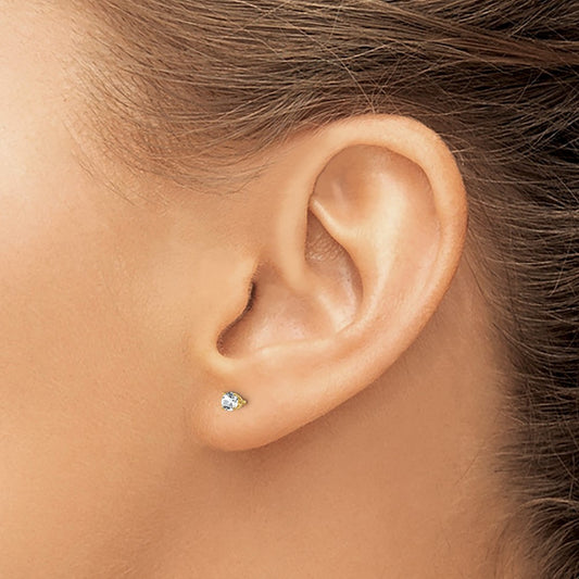 April/ White Topaz Post Earrings — 3mm