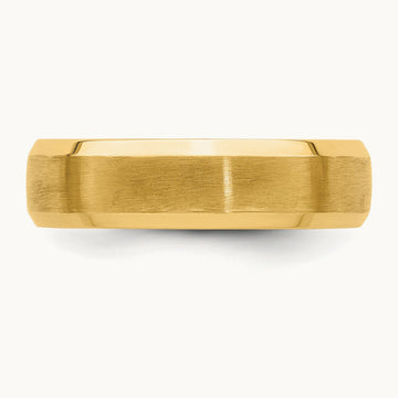 Light Comfort Fit Brush Satin Fancy Band, 14K Yellow Gold