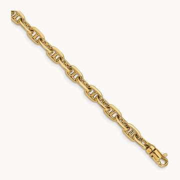 Hand-polished Fancy Link Bracelet — 14K Yellow Gold