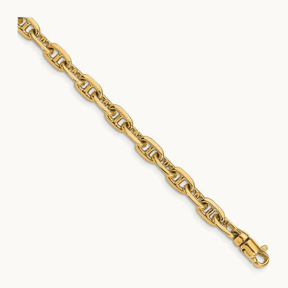 Hand-polished Fancy Link Bracelet — 14K Yellow Gold