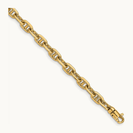 Hand-polished Fancy Link Bracelet — 14K Yellow Gold