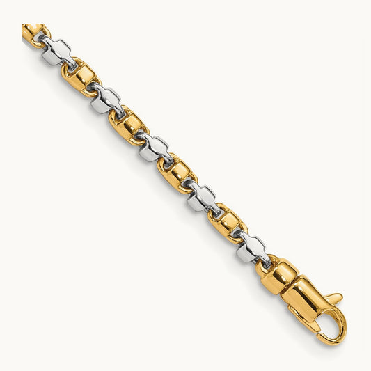 Hand-polished Fancy Link Bracelet, 2.6mm, 14K Two-tone