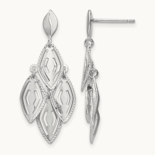 Polished D/C Post Dangle Chandelier Earrings, 14K White Gold — Leslie's