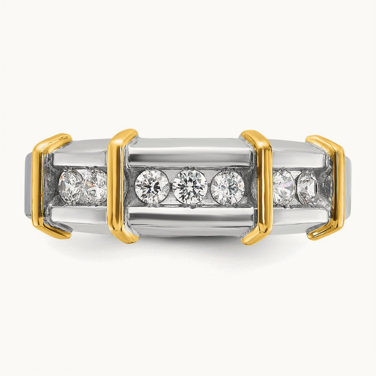 Men's Polished 7-Stone Diamond Ring — IBGoodman