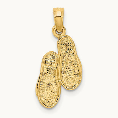 3D Flip Flops Pendant — 14K Yellow Gold