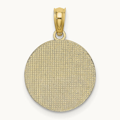 Textured Communion Cup on Round Disc Charm, 14K