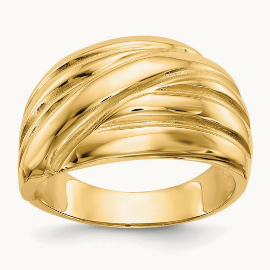 Polished Scalloped Dome Ring, 14K