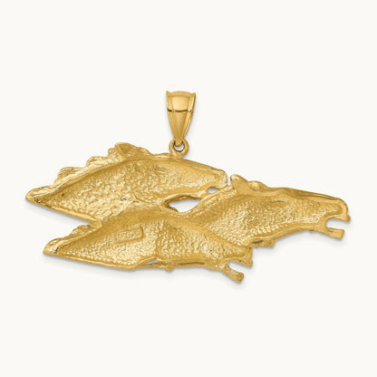 Triple Horse Head Charm, 14K