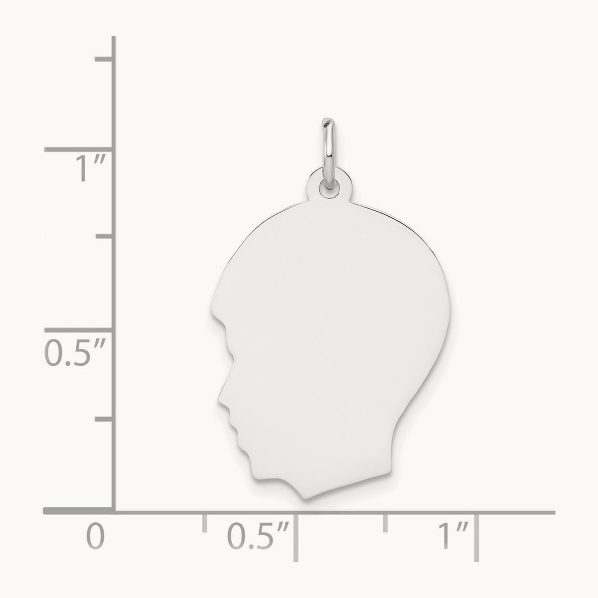 Plain Medium.013 Depth Facing Left Engravable Boy Charm — 27mm