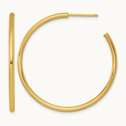 2.0 x Polished Post Hoop Earrings — 14K Yellow Gold