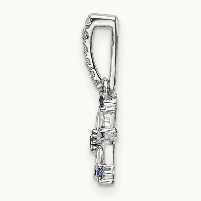 Blue Sapphire and Diamond Star Pendant, 14K White Gold