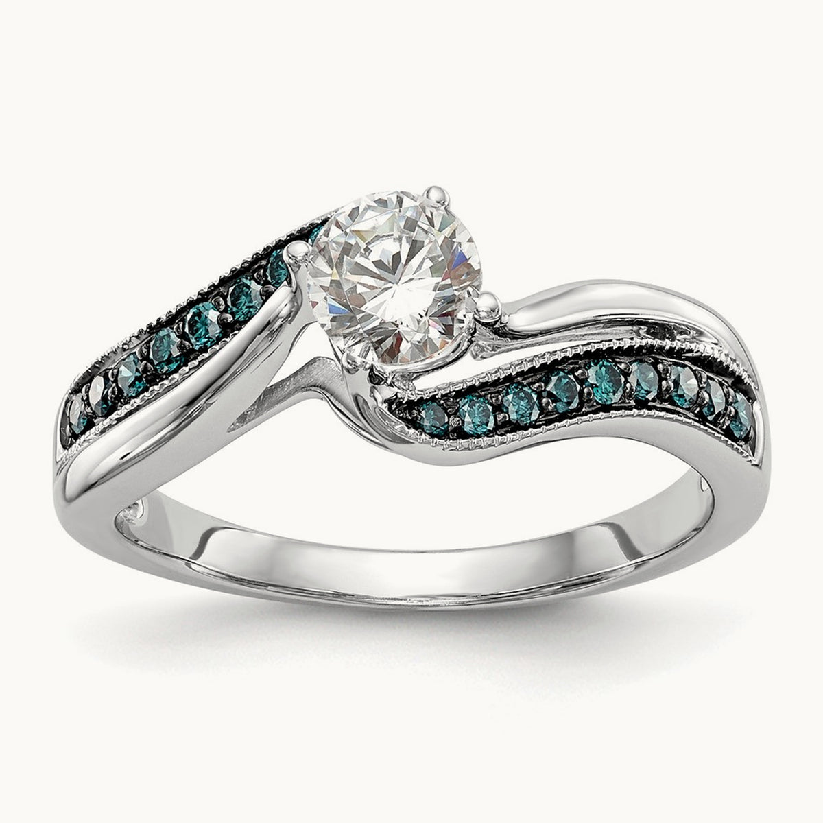Semi-Mount Blue Engagement Ring, 0.15 ct tw