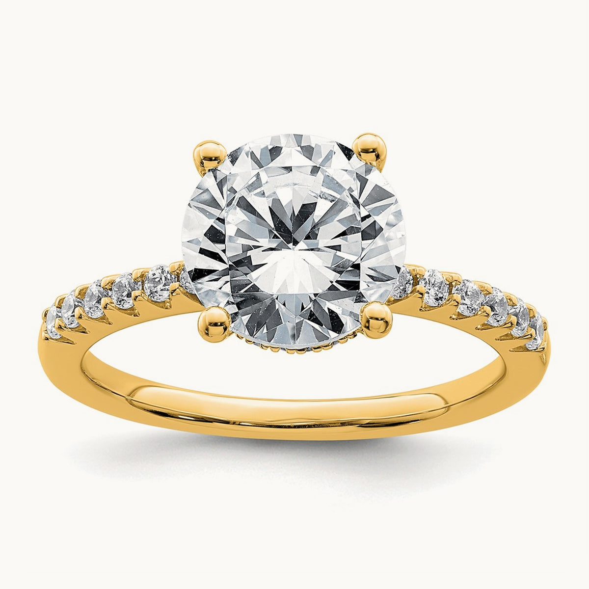 Round Engagement Ring, 1.25-2.75 ct tw Lab-Grown Diamond — 2 3/4 ct, 14K Yellow Gold