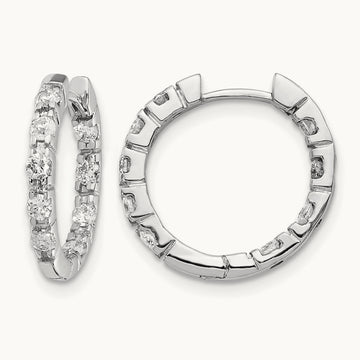 A Diamond Hinged Hoop Earrings, 14K White Gold