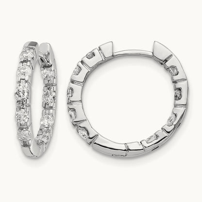 A Diamond Hinged Hoop Earrings, 14K White Gold