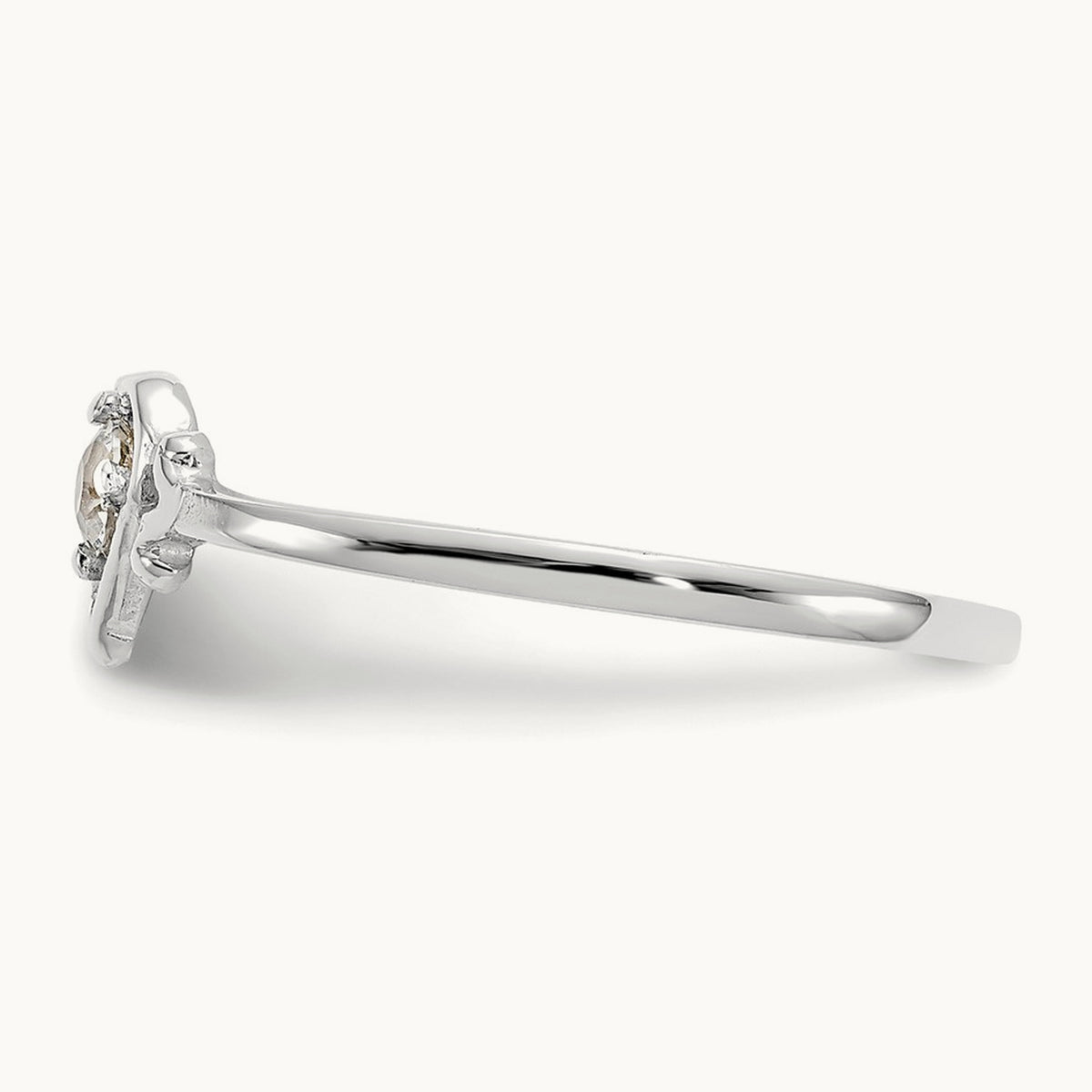 Aquamarine Birthstone Heart Ring, 14K White Gold