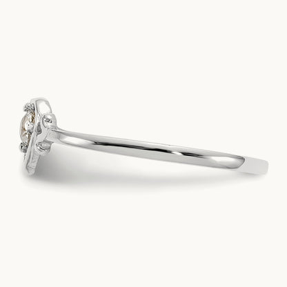 Aquamarine Birthstone Heart Ring, 14K White Gold