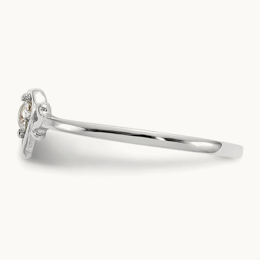 Aquamarine Birthstone Heart Ring, 14K White Gold
