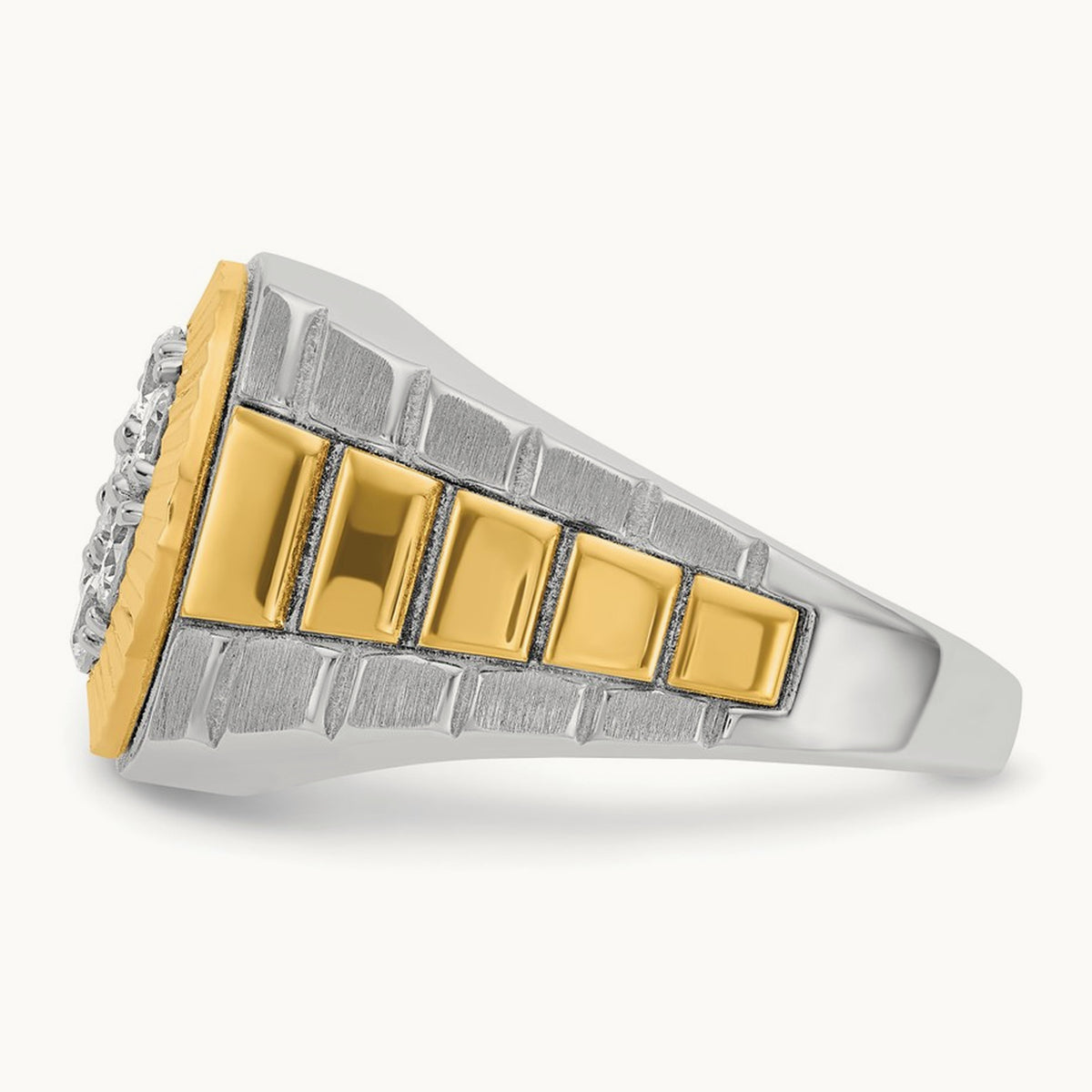 Ribbed Men's Cluster Ring, 1.00 ct tw Lab-Grown Diamond