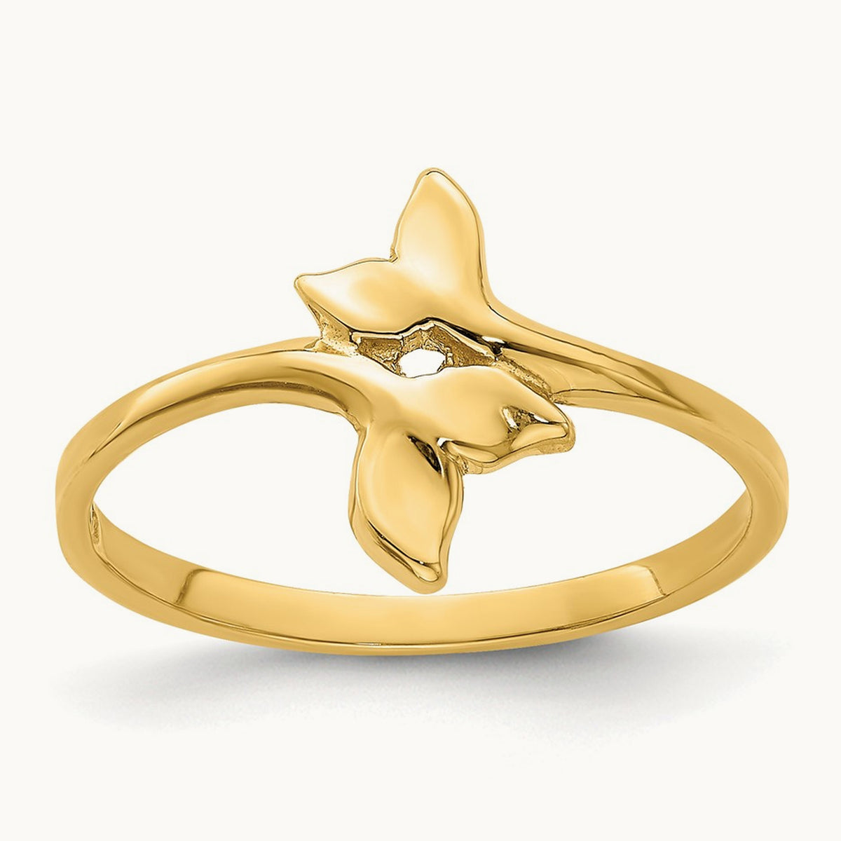 Polished Double Whale Tail Ring, 14K Gold