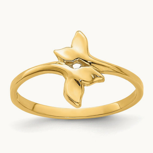 Polished Double Whale Tail Ring, 14K Gold
