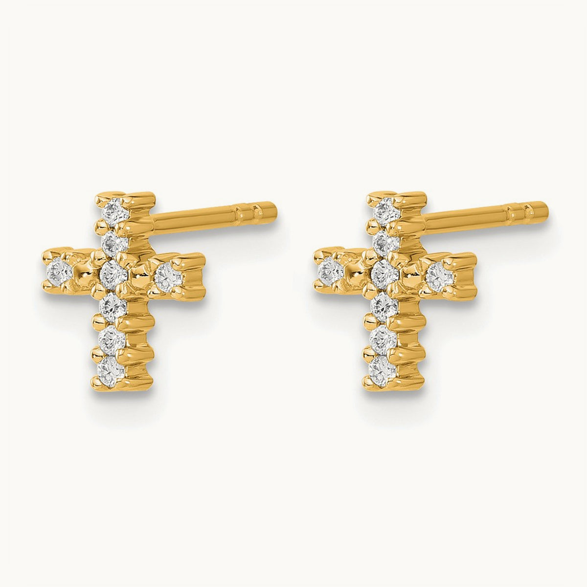 Cross Post Earrings, 0.10-0.20 ct tw Lab-Grown Diamond — 1/10 ct, 14K Yellow Gold