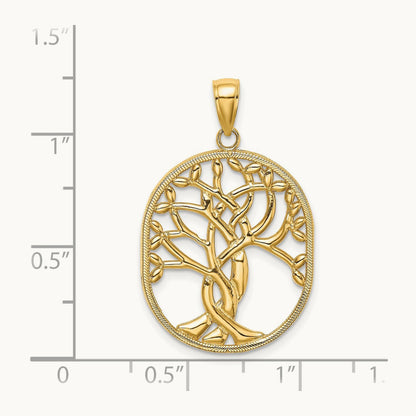 Tree of Life Celtic Knot in Oval Frame Pendant, 14K