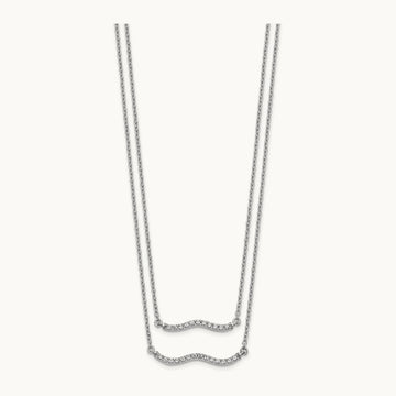 Diamond Double Strand 18 inch Necklace, 14K White Gold