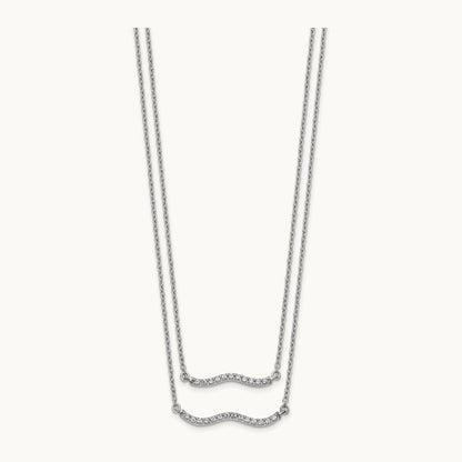 Diamond Double Strand 18 inch Necklace, 14K White Gold