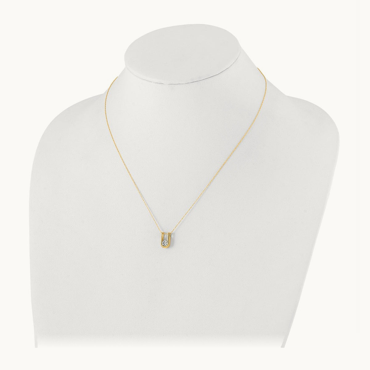 U-Shape Pendant Necklace, 0.25 ct tw Lab-Grown Diamond — 14K Yellow Gold