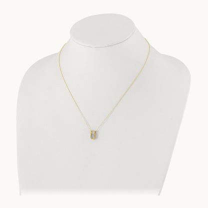 U-Shape Pendant Necklace, 0.25 ct tw Lab-Grown Diamond — 14K Yellow Gold