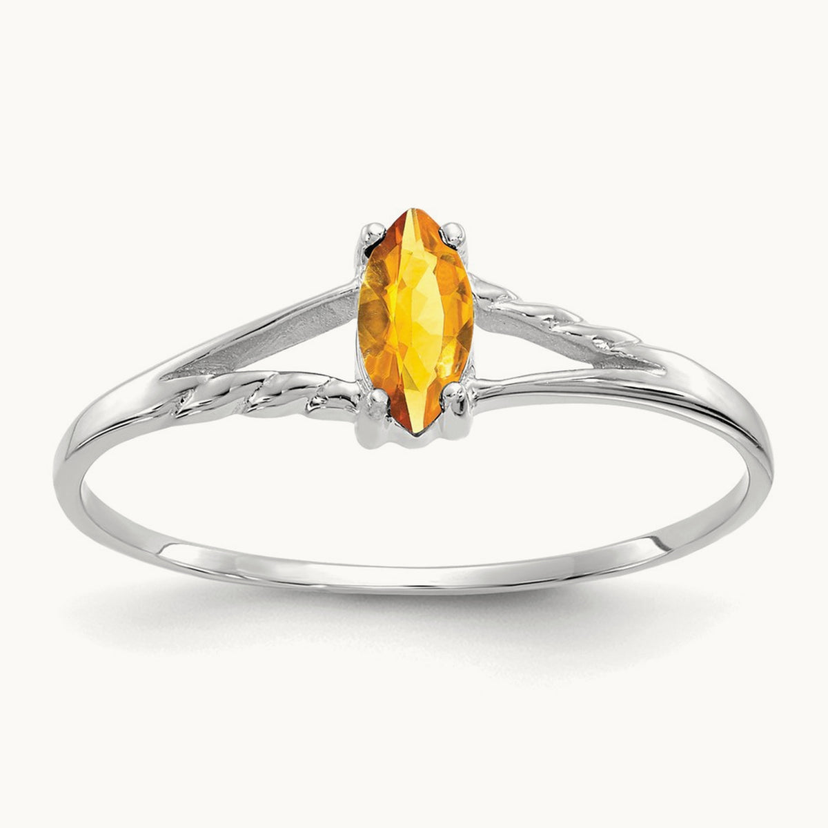 Citrine Birthstone Ring, 14K White Gold