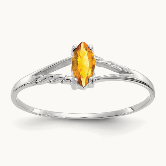 Citrine Birthstone Ring, 14K White Gold